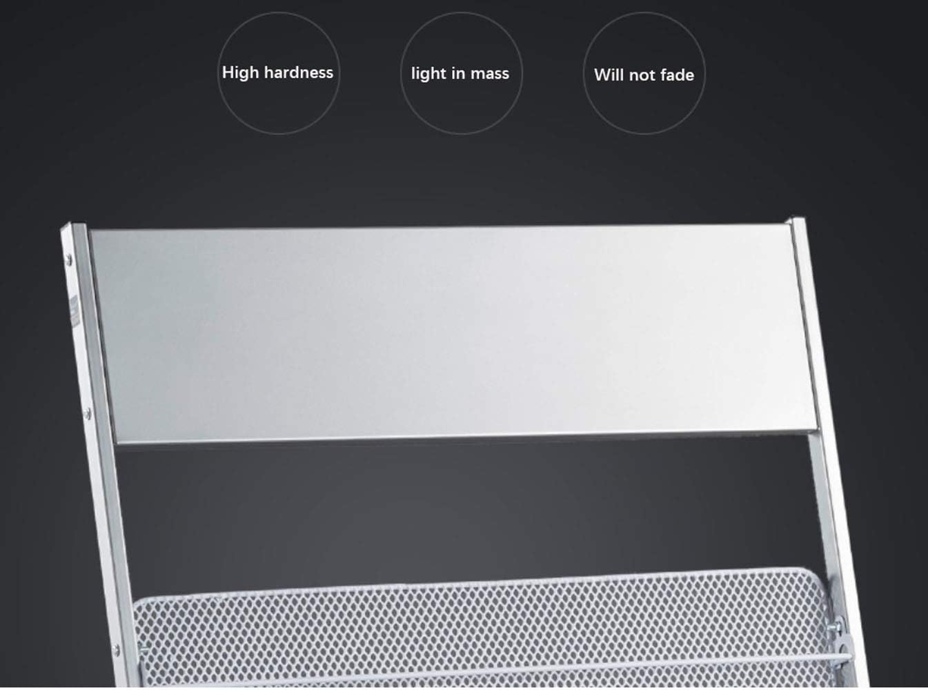 GENMO Floor-Standing Magazine Rack, Carbon Iron Steel, Silver, 4 Large Shelves, Convenient Installation, Suitable for Reception Areas