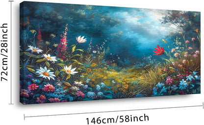 LASMOND Beautiful Colorful Grassland in Forest Landscape Wall Art Decor Artwork for Bedroom (30x60 Inches)