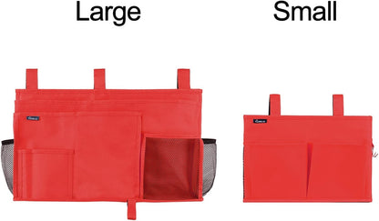 Surblue Caddy Hanging Organizer Bedside Storage Bag for Bunk and Hospital Beds, Red, Small
