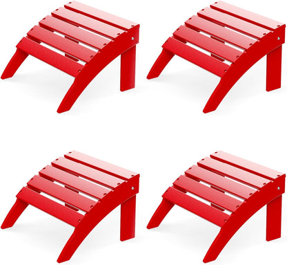GREENVINES Adirondack-Ottoman | Set of 4 | HDPE Plastic | Outdoor Footrest | All Weather | Foot Rest | Foot Stool | Red | for Adirondack Chair | for Patio Backyard Pool