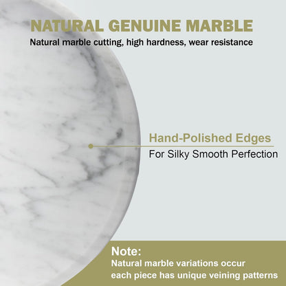 Natural Marble Round Tray - Luxury Decorative Serving Tray for Coffee Table, Bathroom Vanity, Dresser & Kitchen Countertop - Stone Organizer for Jewelry, Perfume, Candle, Home Decor -Arabescato
