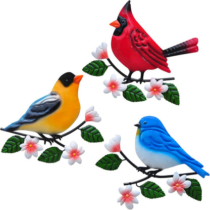 Metal Bird Wall Art 3D Outdoor Sculpture - Suitable for Gardens, Fence, Patio, Living Room, Bedroom, Yard