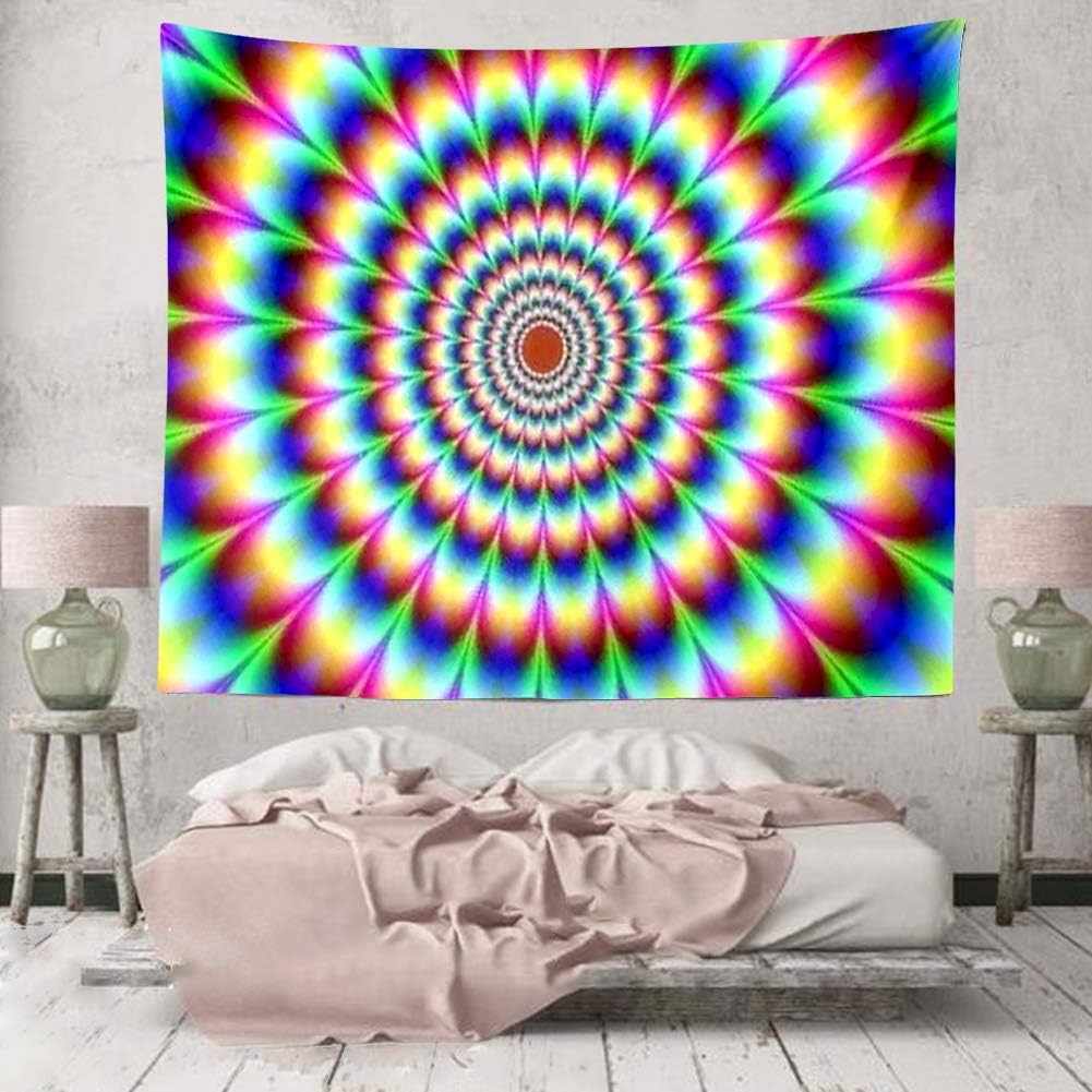 Trippy Rainbow Spiritual Tapestry Psychedelic Abstract Colorful Vortex Wall Hanging Decor Mandala Hippie Large Tapestry Background for Bedroom Living Room Dorm(80x60 Inch)