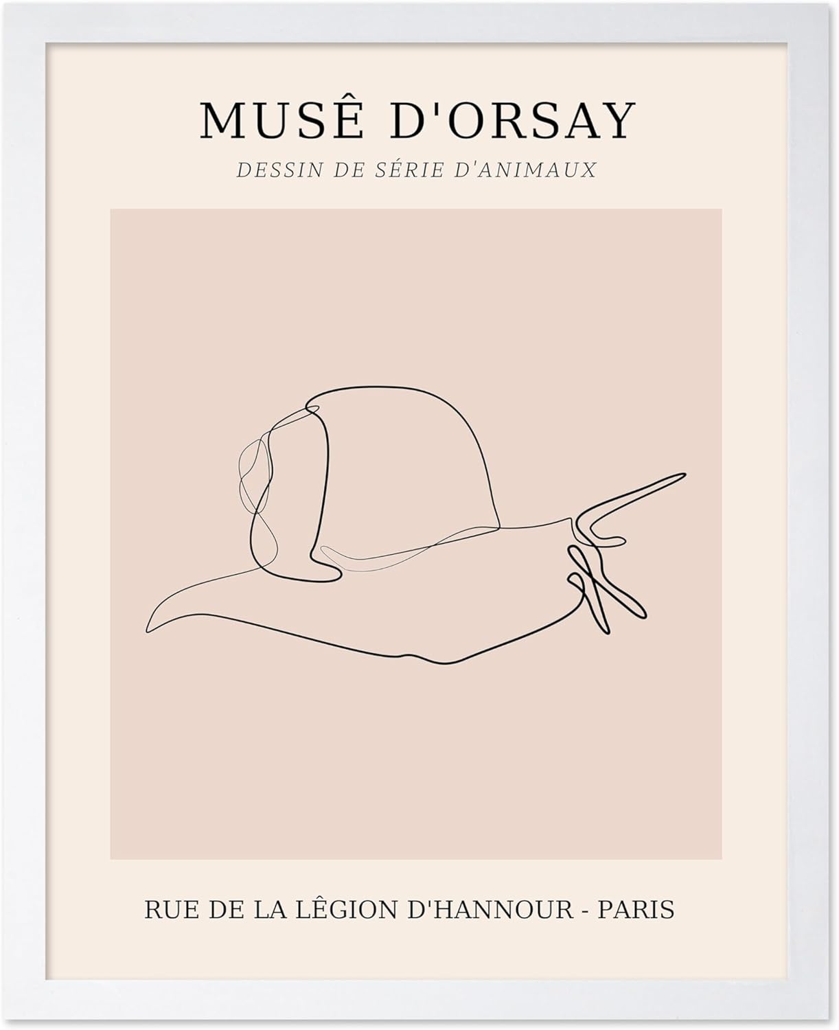 Poster Master Vintage Poster - Retro One Line Snail Drawing Print - Snail Line Art - Minimal Gift for Men, Women, Animal Lover - Abstract Wall Decor for Home, Office, 11x14 White Framed