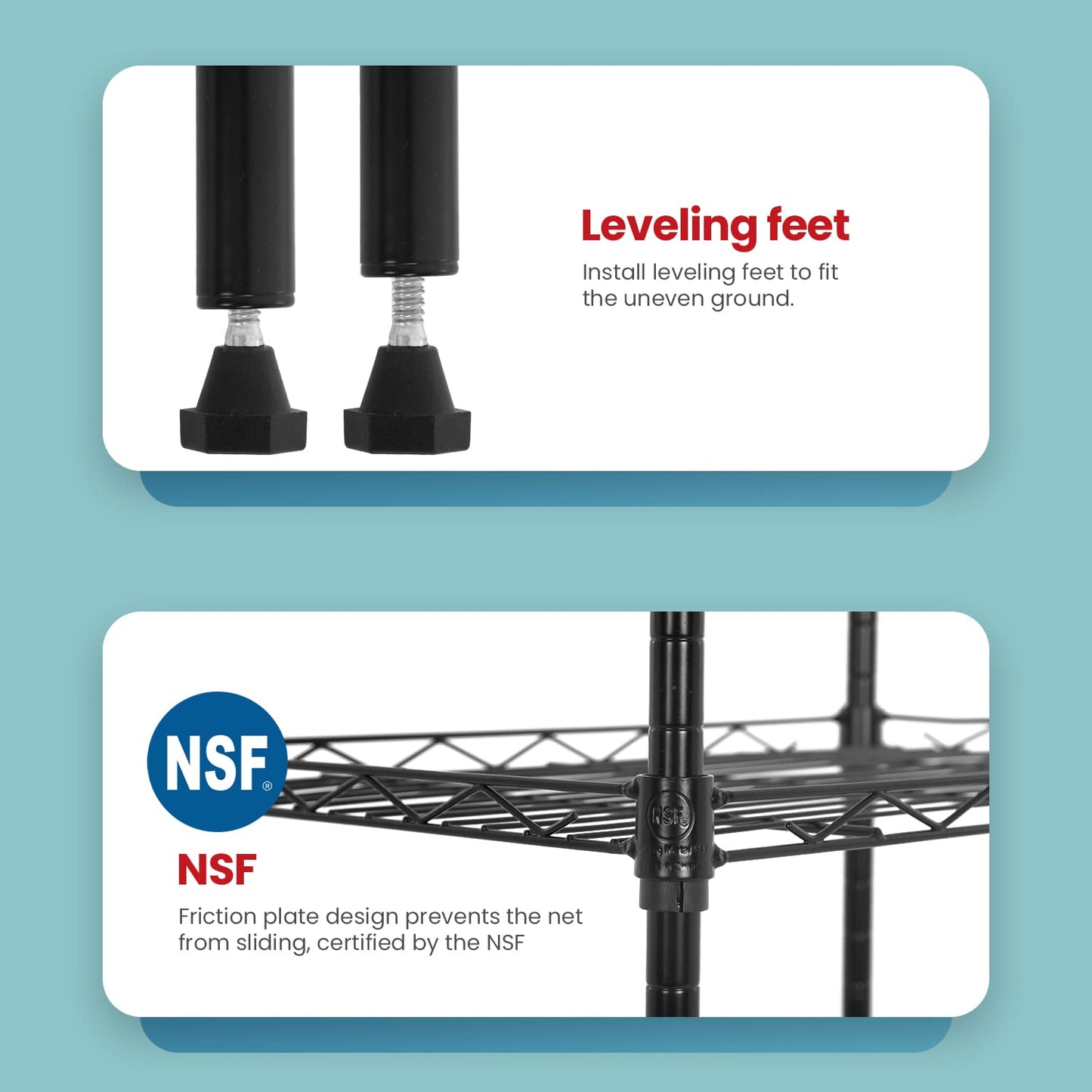 BestOffice Adjustable NSF-Certified Metal Shelf Wire Shelving Unit Storage for Small Places