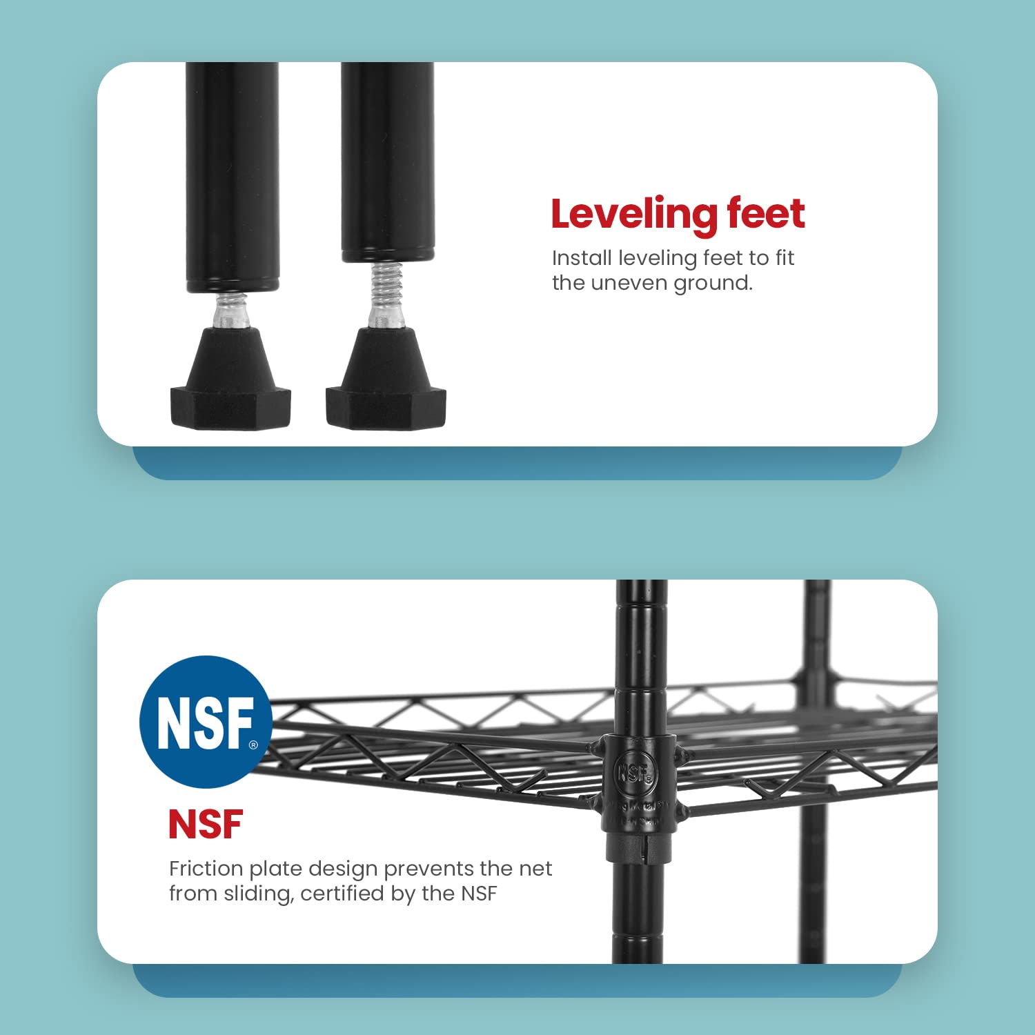 BestOffice Adjustable NSF-Certified Metal Shelf Wire Shelving Unit Storage for Small Places