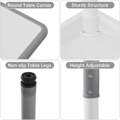 Kids Study Table and Chairs Set, Height Adjustable Toddler Table and Chair Set for Kids Ages 3-8, Graffiti Desktop (Grey)