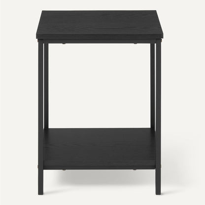 Amazon Basics - End Table with Bottom Shelf, Living Room Side Table, Steel Frame, Wooden Black