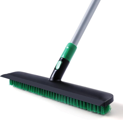 Eyliden X-Large Floor Scrub Brush, 2 in 1 Scrape Brushes with Rubber Squeegee | 55.3" Long Handle, 15" Wide Stiff Bristle Head | Floor Scrubber for Deck Kitchen Shower Bathroom Tub Tile Patio Wall