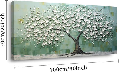 LASMOND Turquoise Tree of Life Wall Art for Living Room Canvas Prints Artwork Modern Abstract Bedroom Office Painting Decor (40x20 Inches)