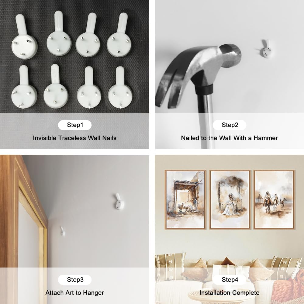 HPINUB Jesus Easter Framed Canvas Wall Art Set,Large Religious Christian Bible Verse Wall Decor,Resurrection Sunday Artwork for Living Room,Church Christian Easter Gift -24"x36"x3