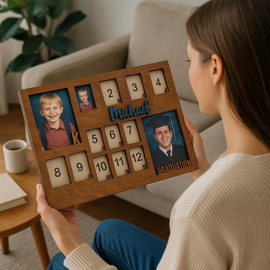 School Years Picture Frame Kids School Frame Graduation Photo holder K-12 Picture holder Kindergarten to Graduation display Photo Collage display Picture Frames pre K-12 Years (K-Graduation))