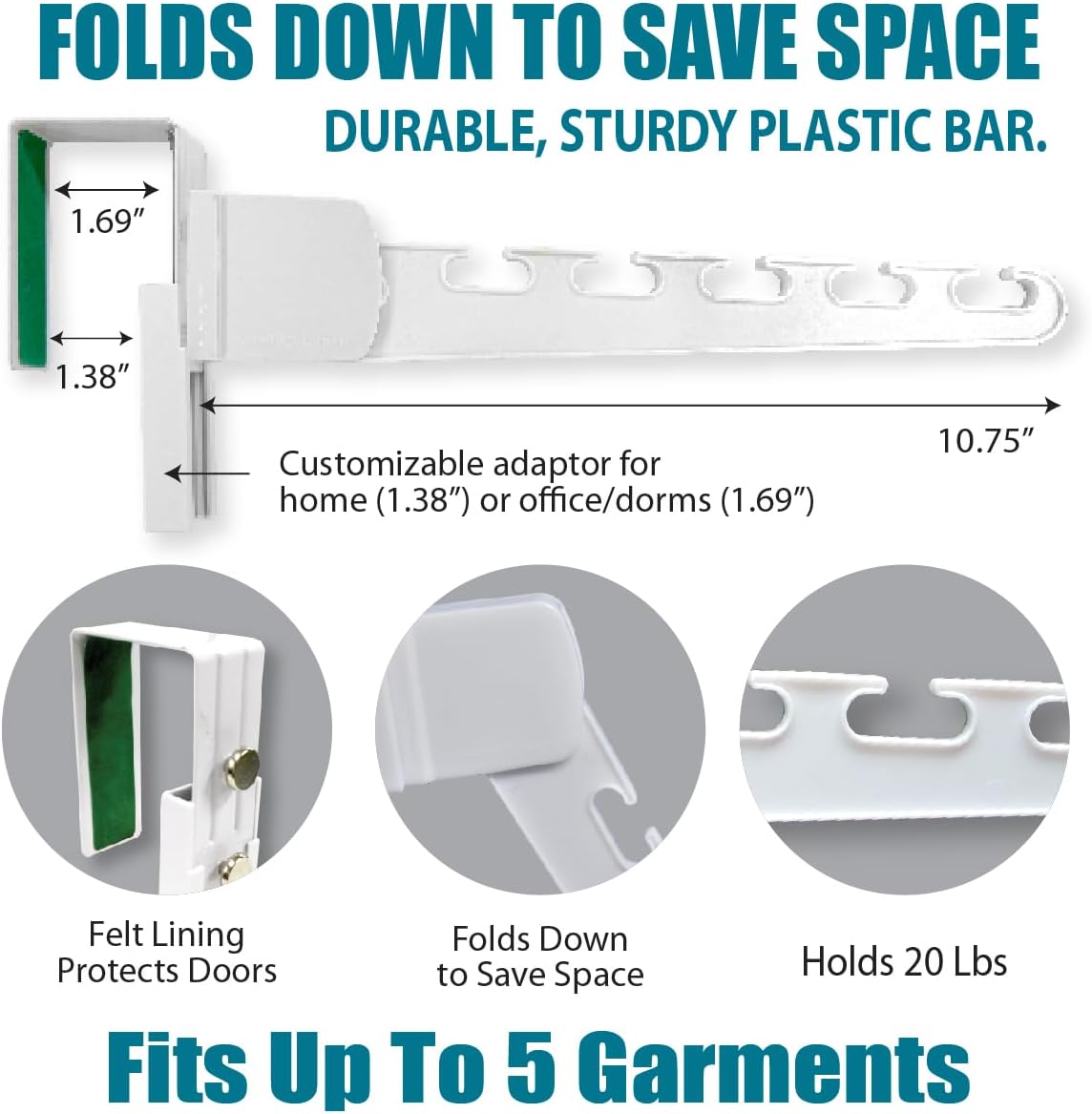 Wonder Hanger Over The Door 3-Pack Organizer for Clothes Hangers, Space-Saving Cascading Hanger Hooks, White