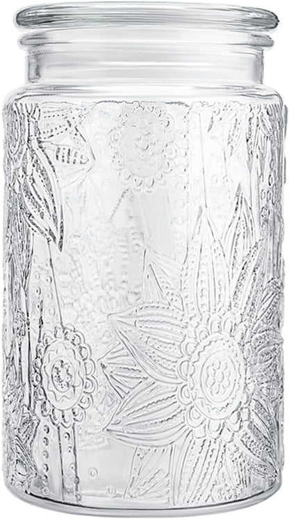 32oz Vintage Glass Jar With Lid, Glass Storage Containers, Airtight Kitchen Storage Containers For Sugar, Coffee, Tea, Spice, Flour, Candy Cookie, Pasta, Cereal, Cute Decorative Jars