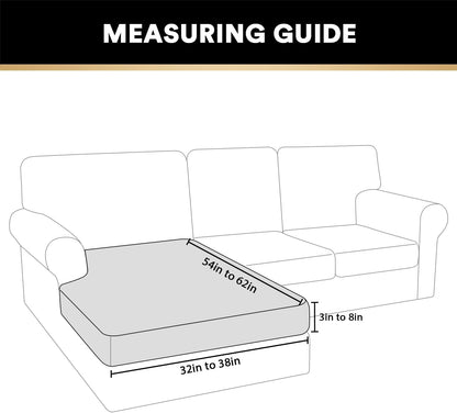 PrinceDeco Sectional Couch Covers Velvet Couch Cover for Dogs Washable L Shaped Couch Cover 1 Piece Individual Sectional Couch Covers with Elastic Bottom(Chaise Lounge,Grey)