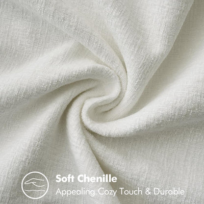 MIULEE Pack of 2 Christmas Pillow Covers 16x16 Inch Pure White Farmhouse Decorative Throw Pillow Covers with Stitched Edge Soft Chenille Solid Dyed Couch Pillow Covers for Sofa Bed Living Room