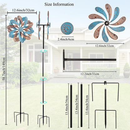 Viveta Wind Spinner for Yard and Garden, 58.7 * 12.6" Kinetic Wind Spinners Metal Windmills for Outside Yard Patio Lawn Decor