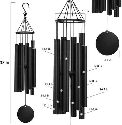 ASTARIN Large Wind Chimes for Outside(38 inch), Sympathy Wind Chimes Outdoor Clearance with 8 Aluminum Tuned Black Tubes, Memorial Wind Chimes Gift Decoration for Home, Garden,Patio,Backyard.