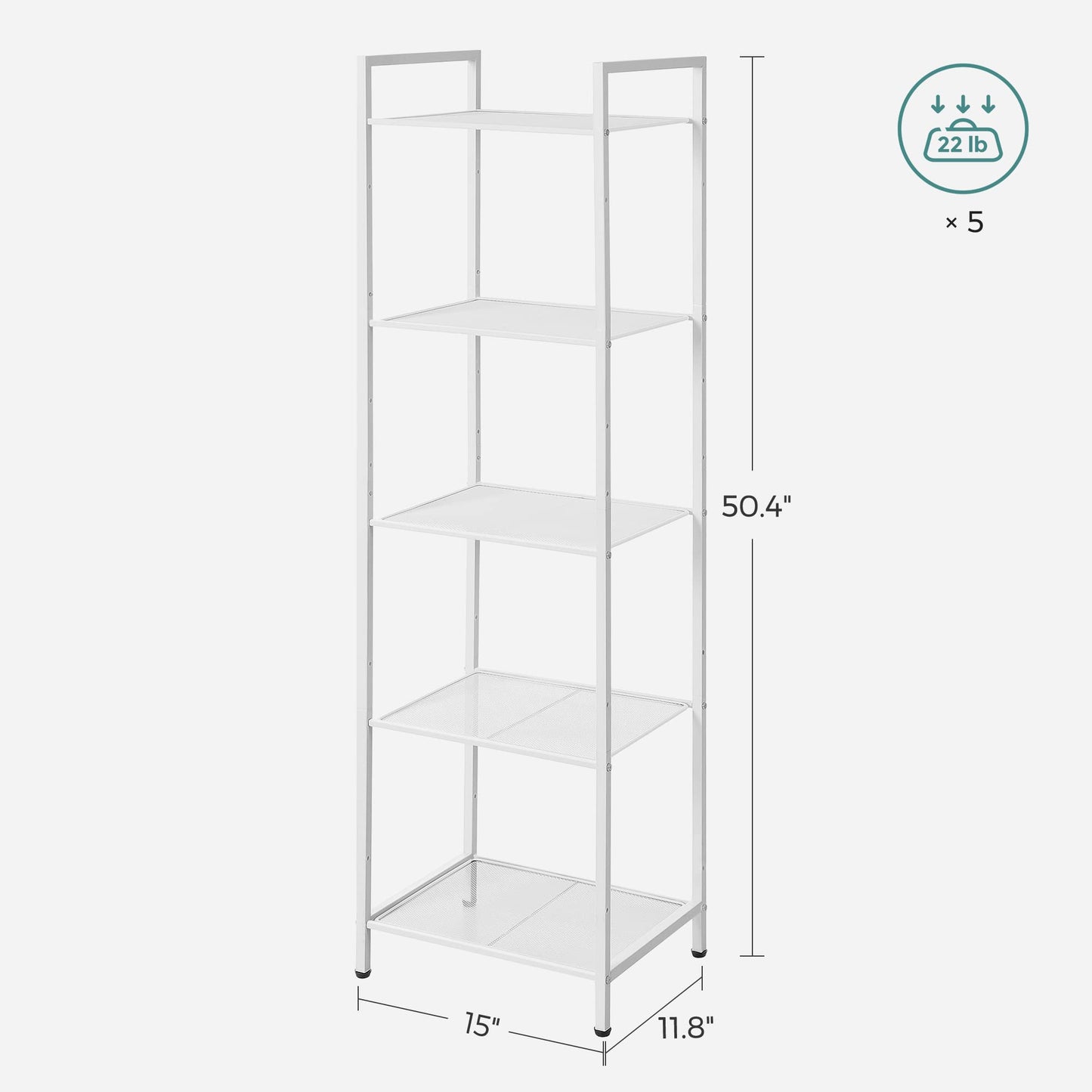 SONGMICS 5-Tier Storage Rack, Bathroom Shelf, Extendable Plant Stand with Adjustable Shelf, for