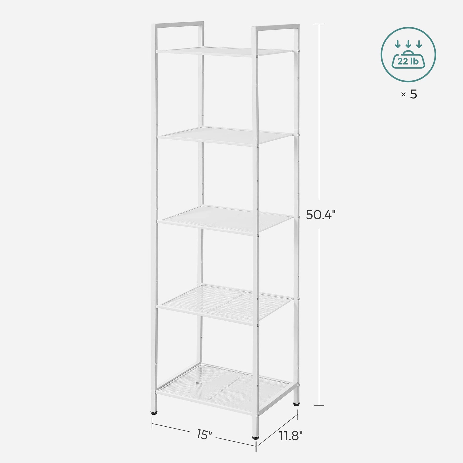 SONGMICS 5-Tier Storage Rack, Bathroom Shelf, Extendable Plant Stand with Adjustable Shelf, for