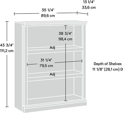 Sauder 3 Tier Book Shelf Wooden Bookcase Multipurpose Bookshelf for Home Office, Living Room, in Estate Black