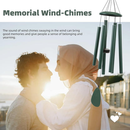 Wind-Chimes-Outdoor-Deep-Tone, Large Soothing Melodic Tones Windchimes, Wind Chimes for Outside, Memorial Wind Chime Best Gift for Mom Women Grandma Neighbors(32" Forest Green Coated Aluminum)