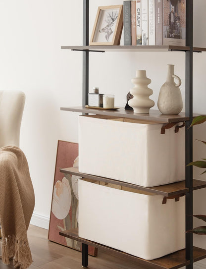 StorageWorks Storage Bins, Fabric Storage Bins for Shelves, Extra Large Storage Baskets with Metal Frame, Closet Baskets and Bins with Handles, Jumbo, Natural Color, 2-Pack