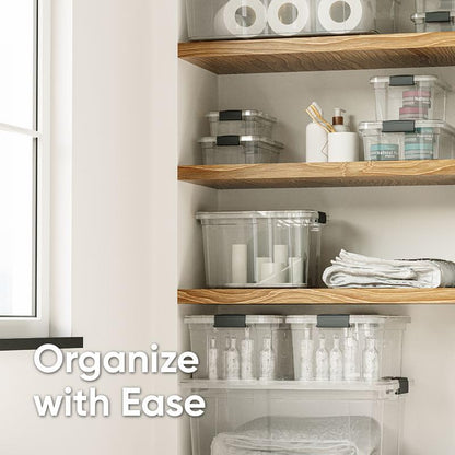 Superio Clear Storage Box with Lid, 3.5 Quart Plastic Container Bins for Organizing, Stackable
