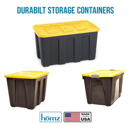 HOMZ 18 Gallon Durabilt Storage Bins, Pack of 4 Heavy Duty Plastic Containers, Secure Snap Lids