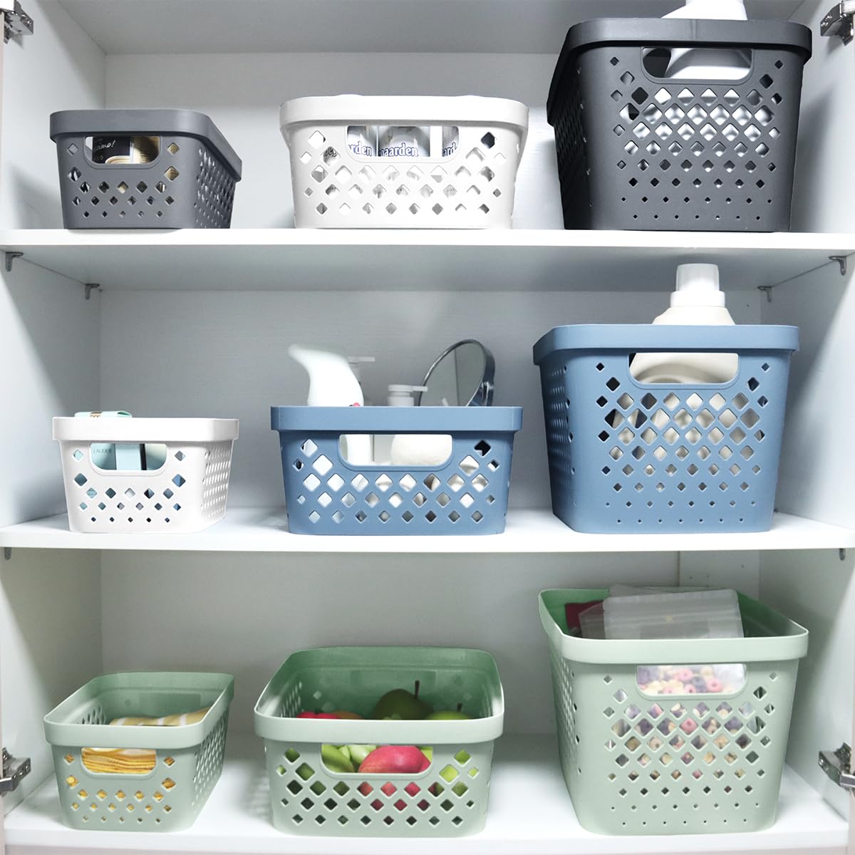 Glad Plastic Baskets for Organizing, Set of 6 | Pantry Storage for Under Counter, Linen Closet, and