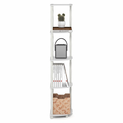 Furinno Turn-N-Tube Storage Shelves, 5-Tier Open Frame Book Shelf, Standing Corner Shelf, Toolless
