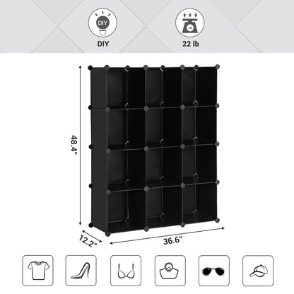 SONGMICS Cube Storage Organizer, Set of 12 Plastic Cubes, Book Shelf, Closet Organizers and