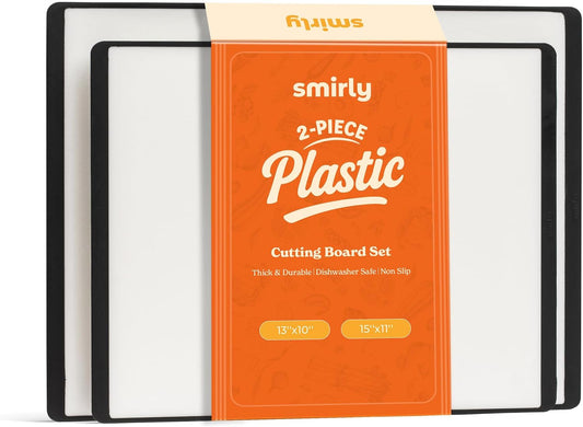 SMIRLY Plastic Cutting Board Set, Dishwasher Safe Plastic Cutting Boards Set for Kitchen, Cutting