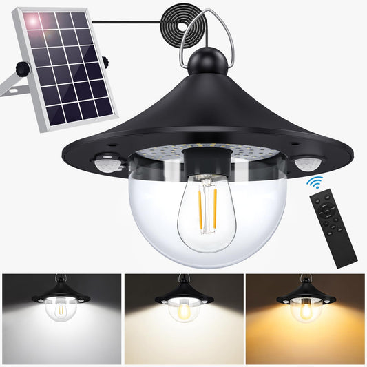 Solar Shed Light Outdoor Indoor 3000LM Solar Lights Daytime Available with Remote Control, Double Motion Sensor & 5 Lighting Modes, Solar Indoor Lights for Gazebo, Shed, Garage, Barn