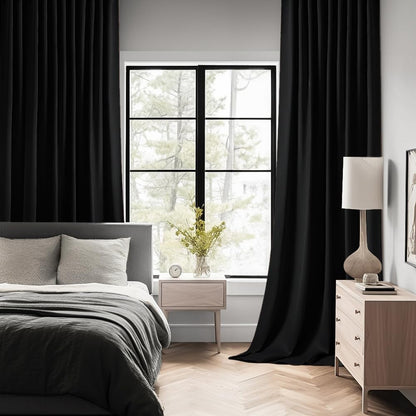 MIULEE Black Back Tab Blackout Curtains 96 Inch Length 2 Panels Set for Living Room Bedroom, Halloween Rod Pocket/Pinch Pleat Thermal Insulated Room Darkening Pleated Light Blocking Drapes, W66 x L96