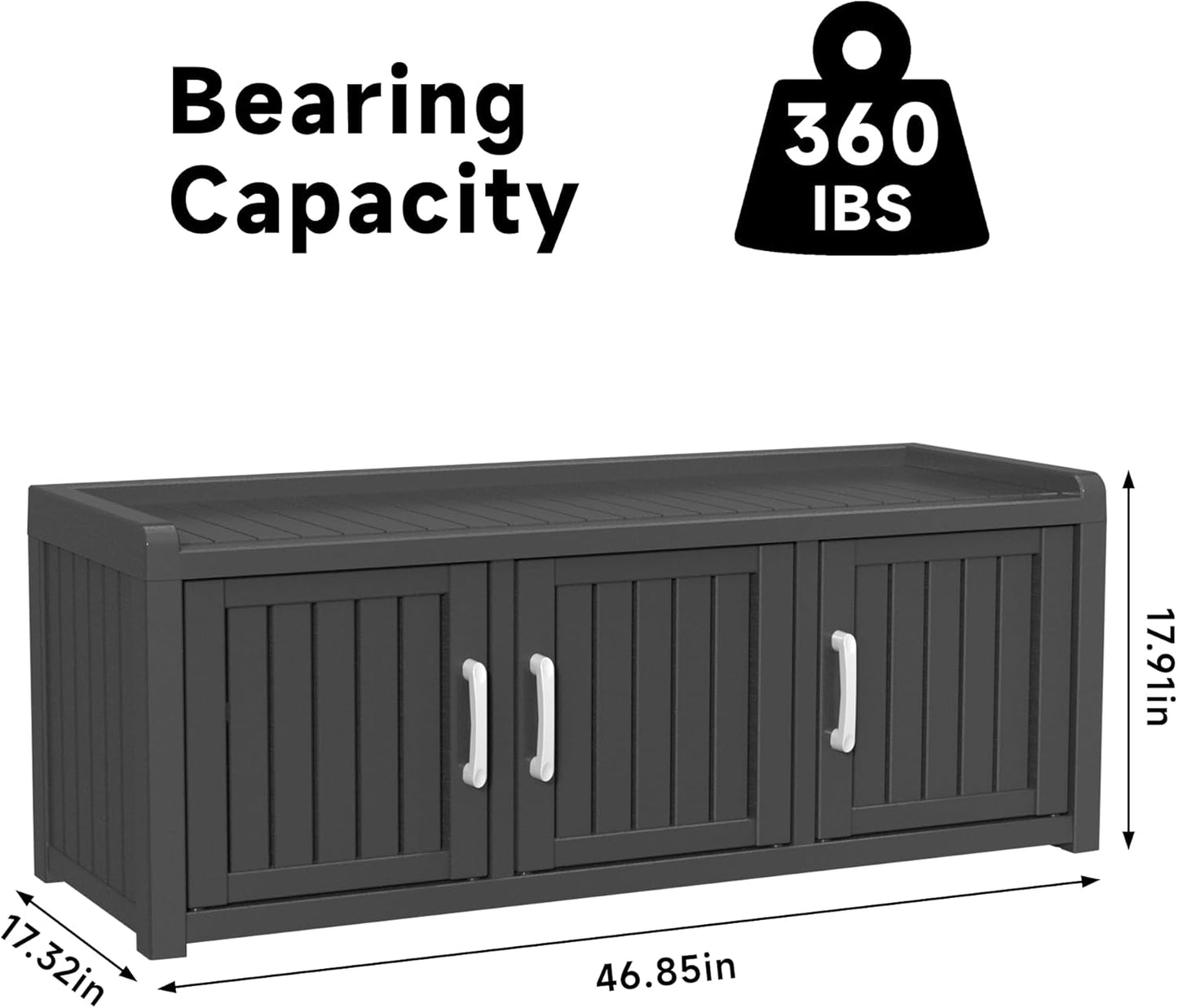 ROJIK Shoe Cabinet Waterproof UV-Resistant,Storage Bench Indoor Outdoor with Adjustable Shelves,for Entryway Bedroom,Hallway,Living Room(3 Door,Black)