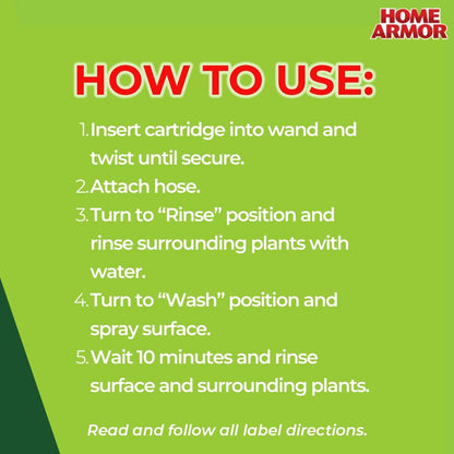 Home Armor Refill Cleaning Cartridge, 1 Pack, For Use with the Power Clean Wand, 2X Cleaning Power of Ordinary Outdoor Cleaners, Single Use Cartridge