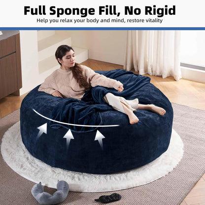 6FT,Oversized Bean Bag Chairs for Adults,Giant beanbag with Filler Included，Fluffy Memory Foam,Soft and Comfy Corduroy Fabric,Gaming Chairs Suitable for Living Room and Bedroom (Blue, 6 Foot)