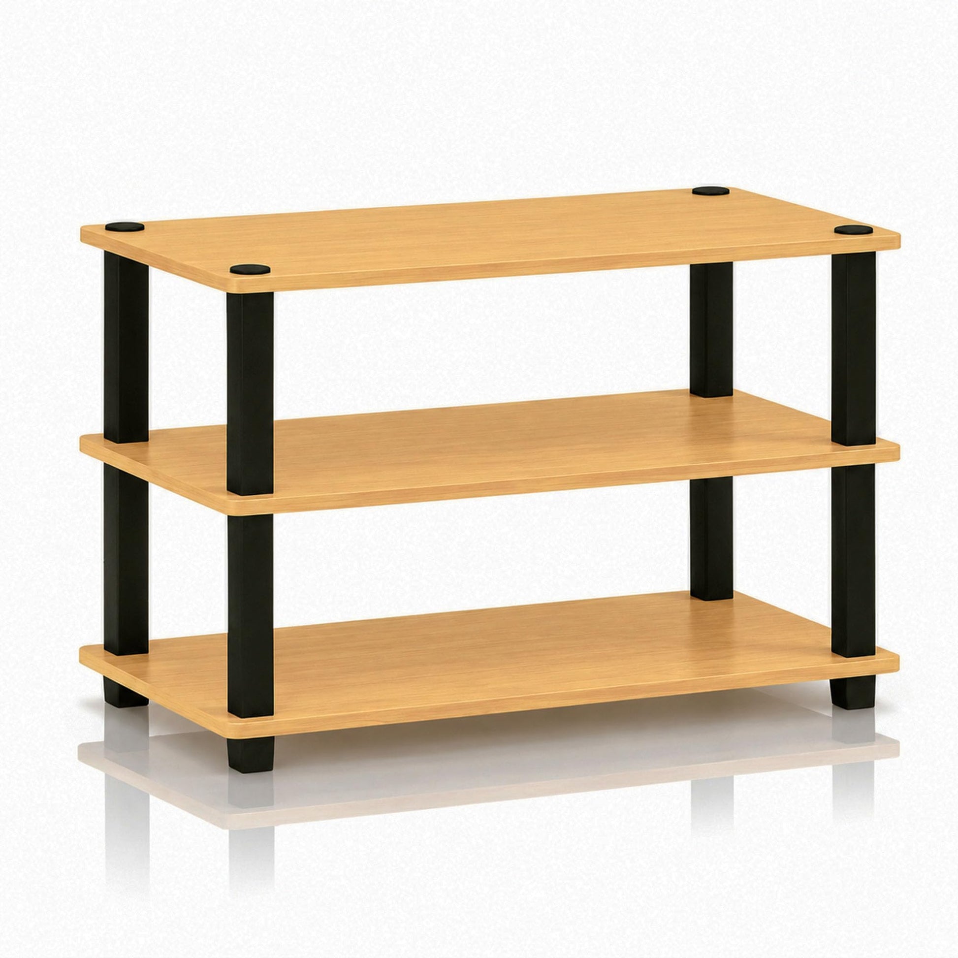 Furinno Turn-S-Tube 3-Tier Shoe Rack, Light Cherry/Black