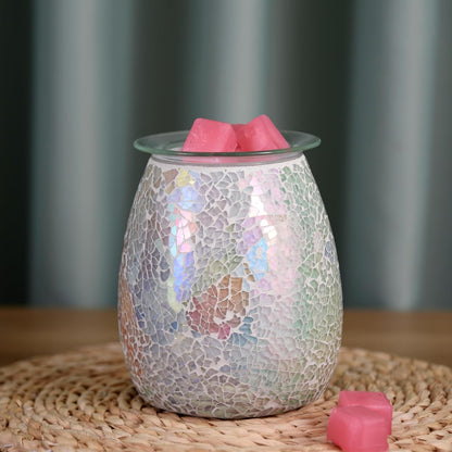 Dicimi Glass Wax Melt Heater, Candle Heater, Mosaic Electric Fuel Burner - Incense Wax Cube Melting and Burner - Home Electric Air Freshener Art Present (Light Color)