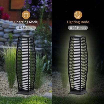 2 Pieces Outdoor Floor Lamp Weather-Resistant Outdoor Wicker Light Solar Powered Lantern Deck Lights for Patio Yard Garden
