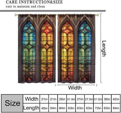 Stained Glass Curtains,Mid Century Vintage Style Abstract Art Home Decor Drapes for Bedroom Living Room Kitchen Window Treatment 2 Panels Set Total Size 63" W X 72" L Inch