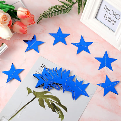 Patelai Glitter Star Garland Banner Decor 130 Feet Star Hanging Bunting Banner Twinkle Backdrop for Homecoming Classroom Wedding Birthday Halloween Christmas Party Supplies(Royal Blue)