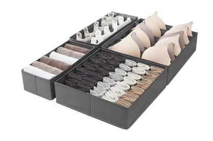 Amazon Basics Deep Drawer Organizer for Clothes, Collapsible Storage Boxes for Socks, Underwear and