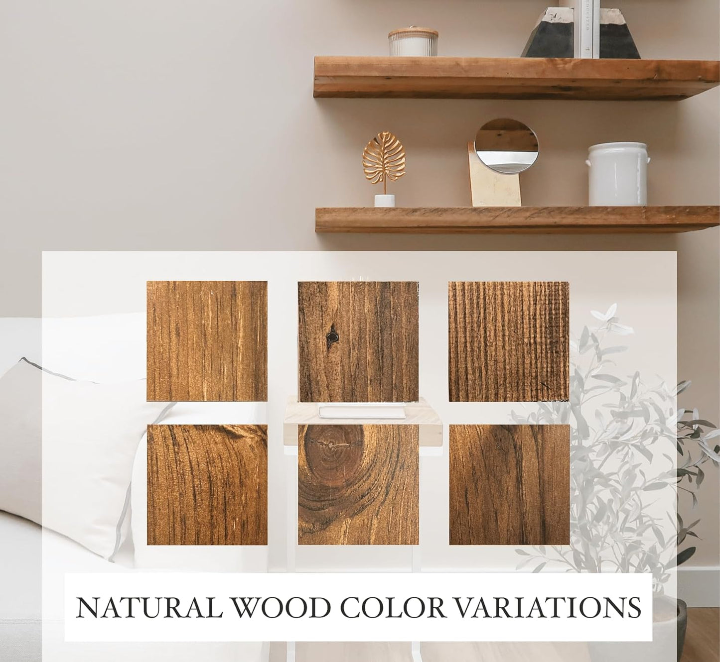 Rustic Shelves with J-Brackets Set of 2, Industrial Shelf, Kitchen Shelves, Solid Wood, Decorative Wall Storage, Heavy Duty, URBANDI (Provincial, 36Wx10D)