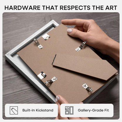 Homeforia 8x12 Picture Frame White, High End Oak 8 x 12 Wood Frames with Mat 6 by 8 Print, 8by12 Wooden Frame Matted to 6x8 inch Photo, 12x8 Wall or Tabletop Frames, Tempered Glass, Wall Kit, Set of 1