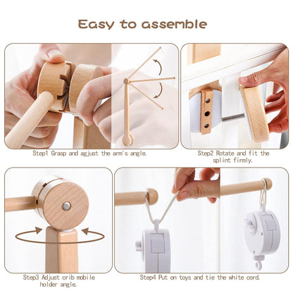 Baby Crib Mobile Arm,HBM Wooden Mobile Arm for Crib Mobile Hanger for Crib Baby Girl Nursery Decor