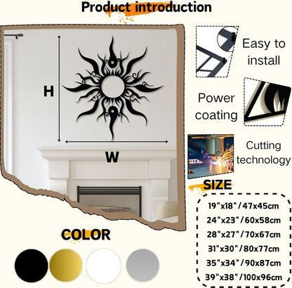 Hotuijxca Metal Wacky Sun Wall Art, Wacky Sun Metal Decor for Livingroom, Bedroom (Gold, 19"x18"/47x45cm, metal wall art)