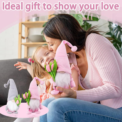 Gnome Plush Decorations Gift,15 inch Gnomes Decorations for Home,Fall Gnomes Plush Table Decoration Gnome Gifts for Women Swedish Tomte Nisse Doll Tabletop Scandinavian Elf Plushie,Pink