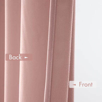 MIULEE Baby Pink Velvet Curtains Thermal Insulated Blackout Curtain Drapes for Bedroom Living Room Darkening 90 Inches Long Curtains Panels Rod Pocket Set of 2